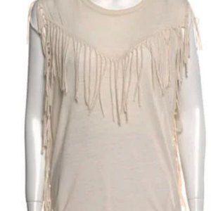 IRO Jeans Nubby knit fringe muscle T